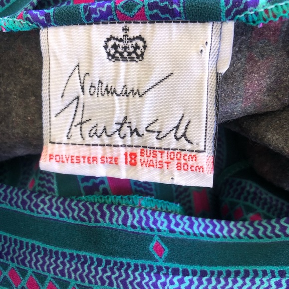 🌿 NORMAN HARTNELL 🌿 UK designer vintage long sleeve dress size 18 - Picture 5 of 6